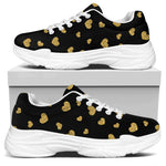 Gold And Black Heart Pattern Print White Chunky Shoes
