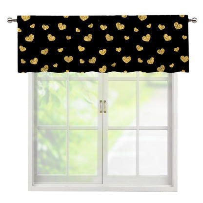Gold And Black Heart Pattern Print Window Valance