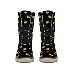 Gold And Black Heart Pattern Print Winter Boots