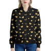 Gold And Black Heart Pattern Print Women's Bomber Jacket