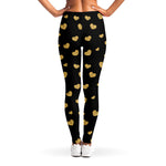 Gold And Black Heart Pattern Print Women's Leggings