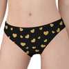 Gold And Black Heart Pattern Print Women's Panties