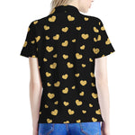 Gold And Black Heart Pattern Print Women's Polo Shirt