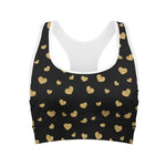 Gold And Black Heart Pattern Print Women's Sports Bra