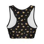 Gold And Black Heart Pattern Print Women's Sports Bra