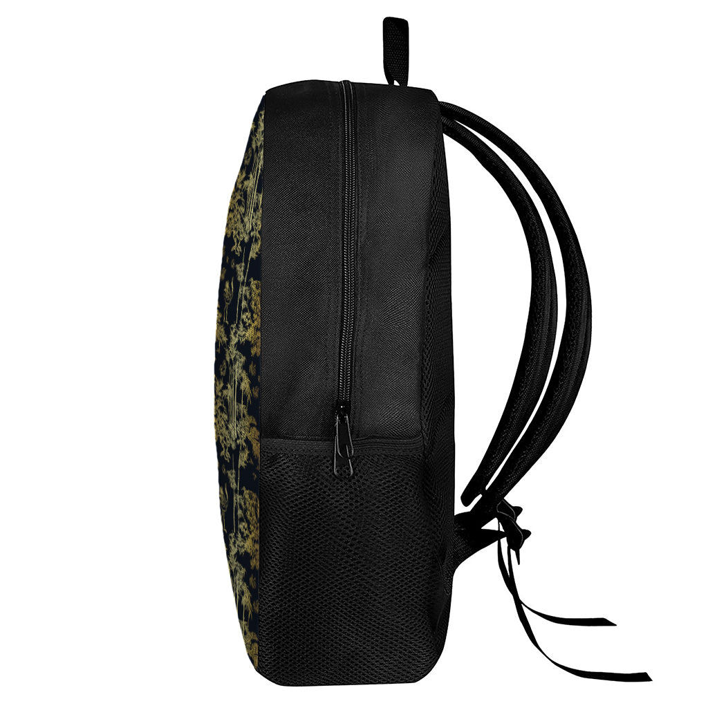 Gold And Black Japanese Bamboo Print 17 Inch Backpack