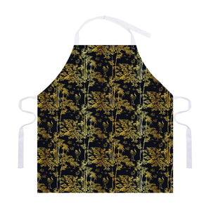 Gold And Black Japanese Bamboo Print Adjustable Apron