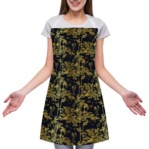 Gold And Black Japanese Bamboo Print Adjustable Apron