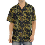 Gold And Black Japanese Bamboo Print Aloha Shirt