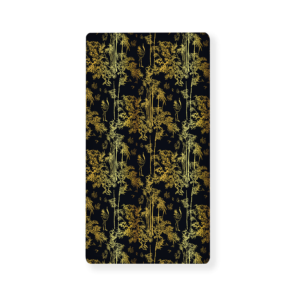 Gold And Black Japanese Bamboo Print Baby Crib Sheet