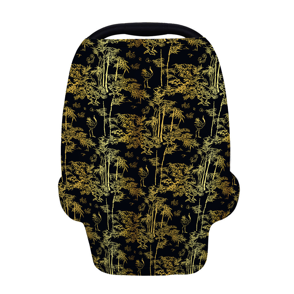 Gold And Black Japanese Bamboo Print Baby Seat Cover