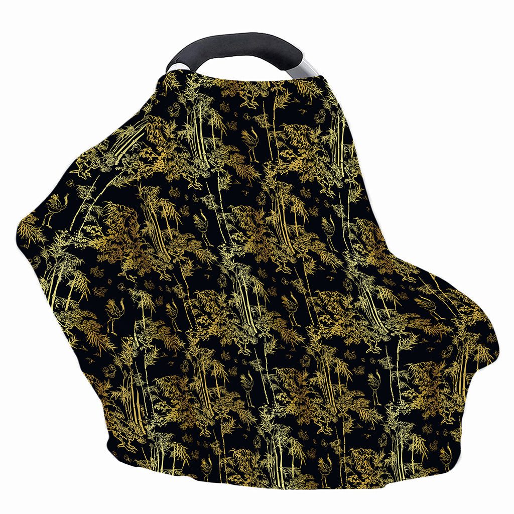 Gold And Black Japanese Bamboo Print Baby Seat Cover
