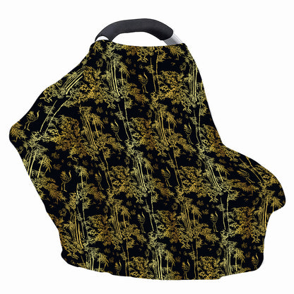 Gold And Black Japanese Bamboo Print Baby Seat Cover