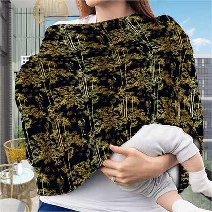 Gold And Black Japanese Bamboo Print Baby Seat Cover