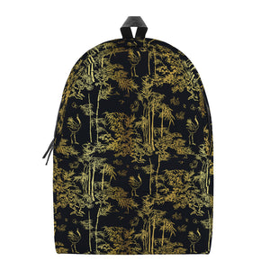 Gold And Black Japanese Bamboo Print Backpack