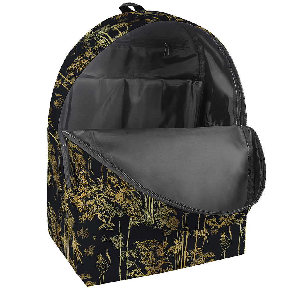 Gold And Black Japanese Bamboo Print Backpack