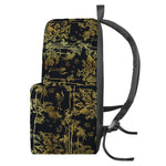 Gold And Black Japanese Bamboo Print Backpack