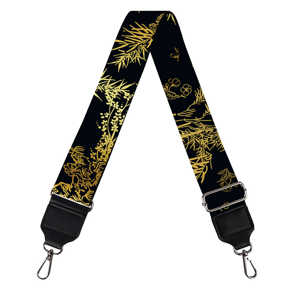 Gold And Black Japanese Bamboo Print Bag Strap