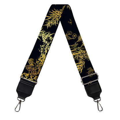 Gold And Black Japanese Bamboo Print Bag Strap