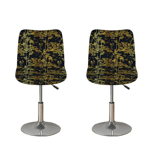 Gold And Black Japanese Bamboo Print Bar Stool Covers