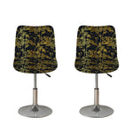Gold And Black Japanese Bamboo Print Bar Stool Covers