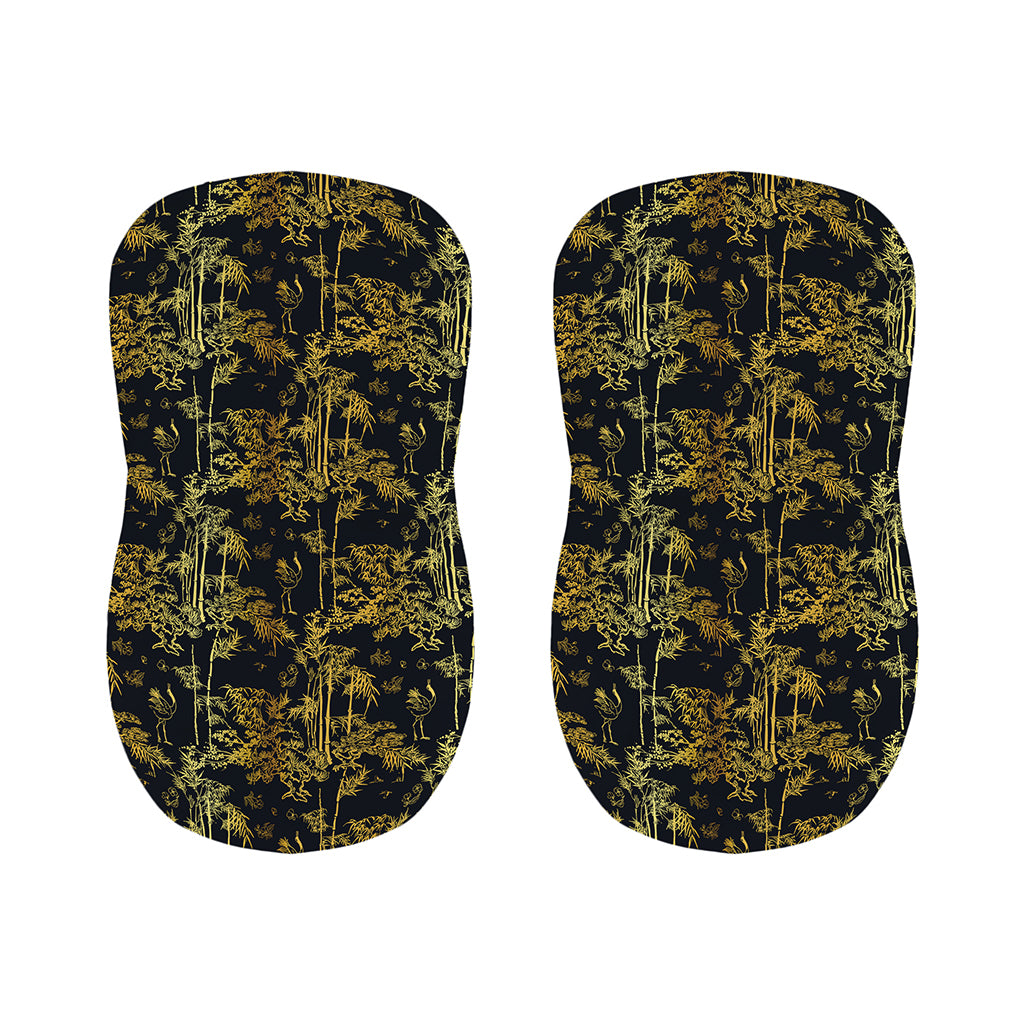 Gold And Black Japanese Bamboo Print Bar Stool Covers