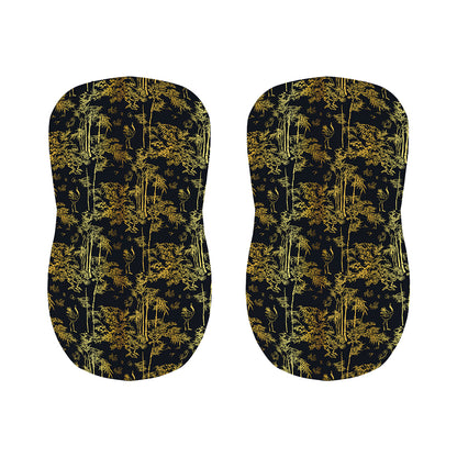 Gold And Black Japanese Bamboo Print Bar Stool Covers