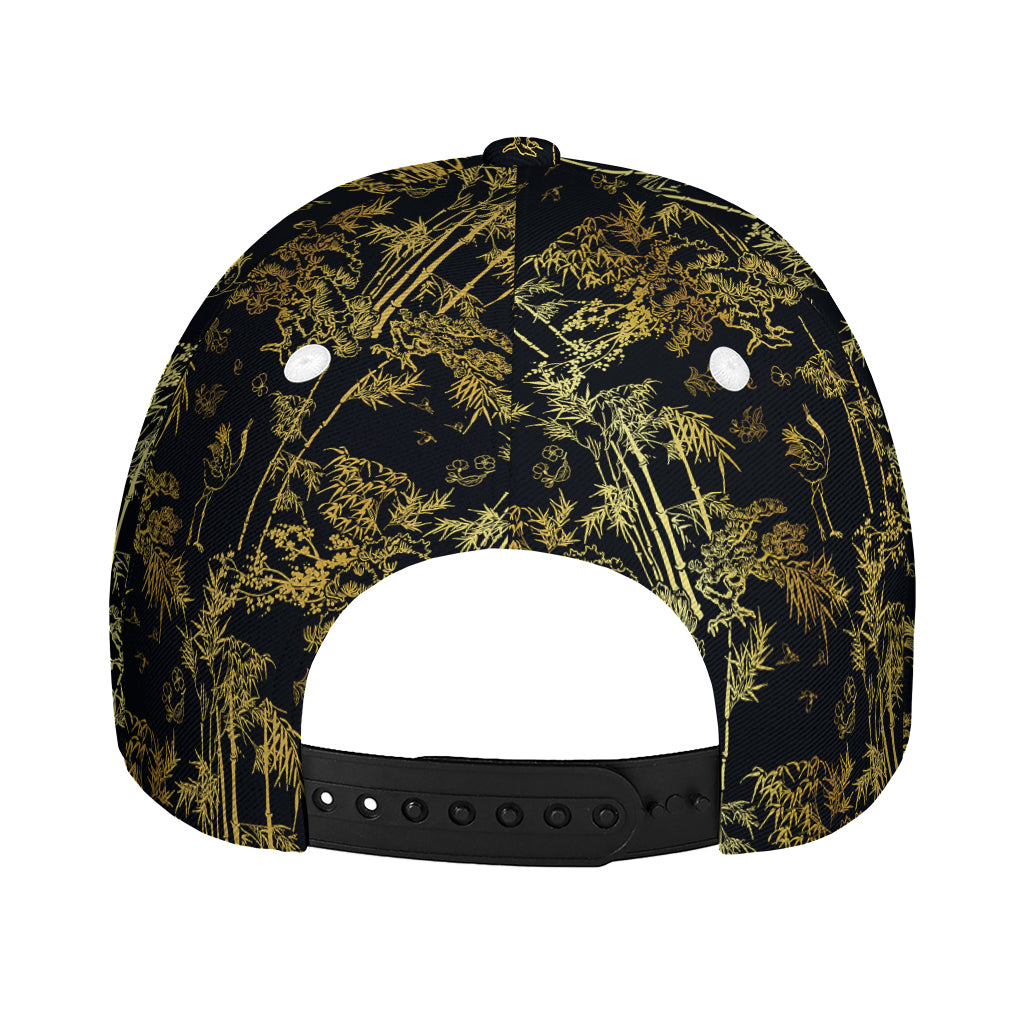 Gold And Black Japanese Bamboo Print Baseball Cap