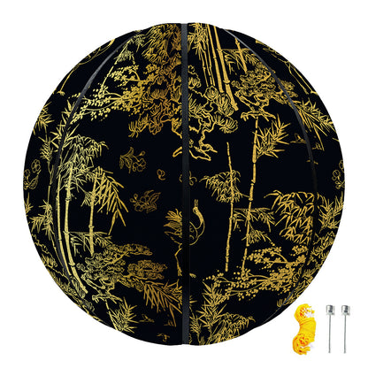 Gold And Black Japanese Bamboo Print Basketball