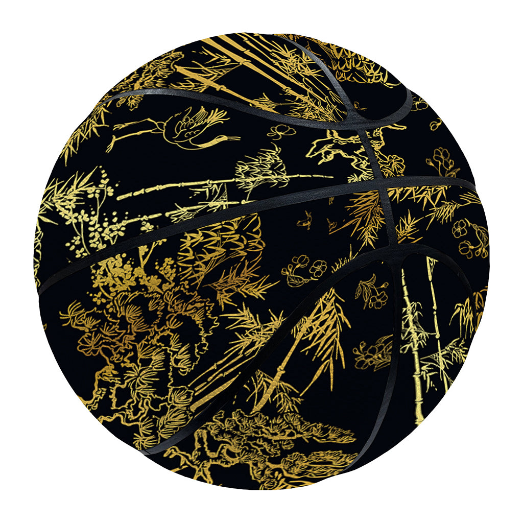 Gold And Black Japanese Bamboo Print Basketball