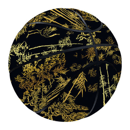 Gold And Black Japanese Bamboo Print Basketball