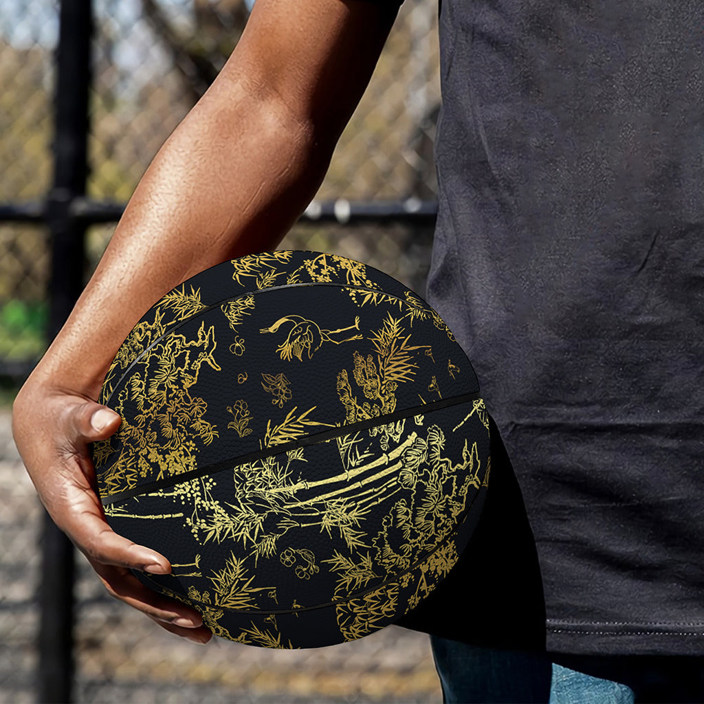 Gold And Black Japanese Bamboo Print Basketball