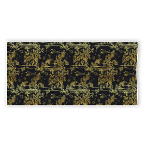 Gold And Black Japanese Bamboo Print Beach Towel