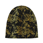 Gold And Black Japanese Bamboo Print Beanie