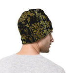 Gold And Black Japanese Bamboo Print Beanie