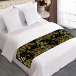 Gold And Black Japanese Bamboo Print Bed Runner