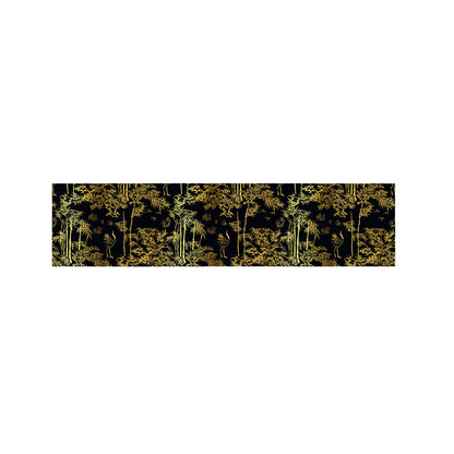 Gold And Black Japanese Bamboo Print Bed Runner