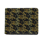 Gold And Black Japanese Bamboo Print Bifold Wallet