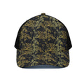 Gold And Black Japanese Bamboo Print Black Mesh Trucker Hat