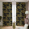 Gold And Black Japanese Bamboo Print Dimout Pencil Pleat Curtains