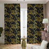 Gold And Black Japanese Bamboo Print Blackout Pencil Pleat Curtains