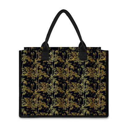 Gold And Black Japanese Bamboo Print Canvas Tote Bag