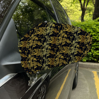 Gold And Black Japanese Bamboo Print Car Side Mirror Covers