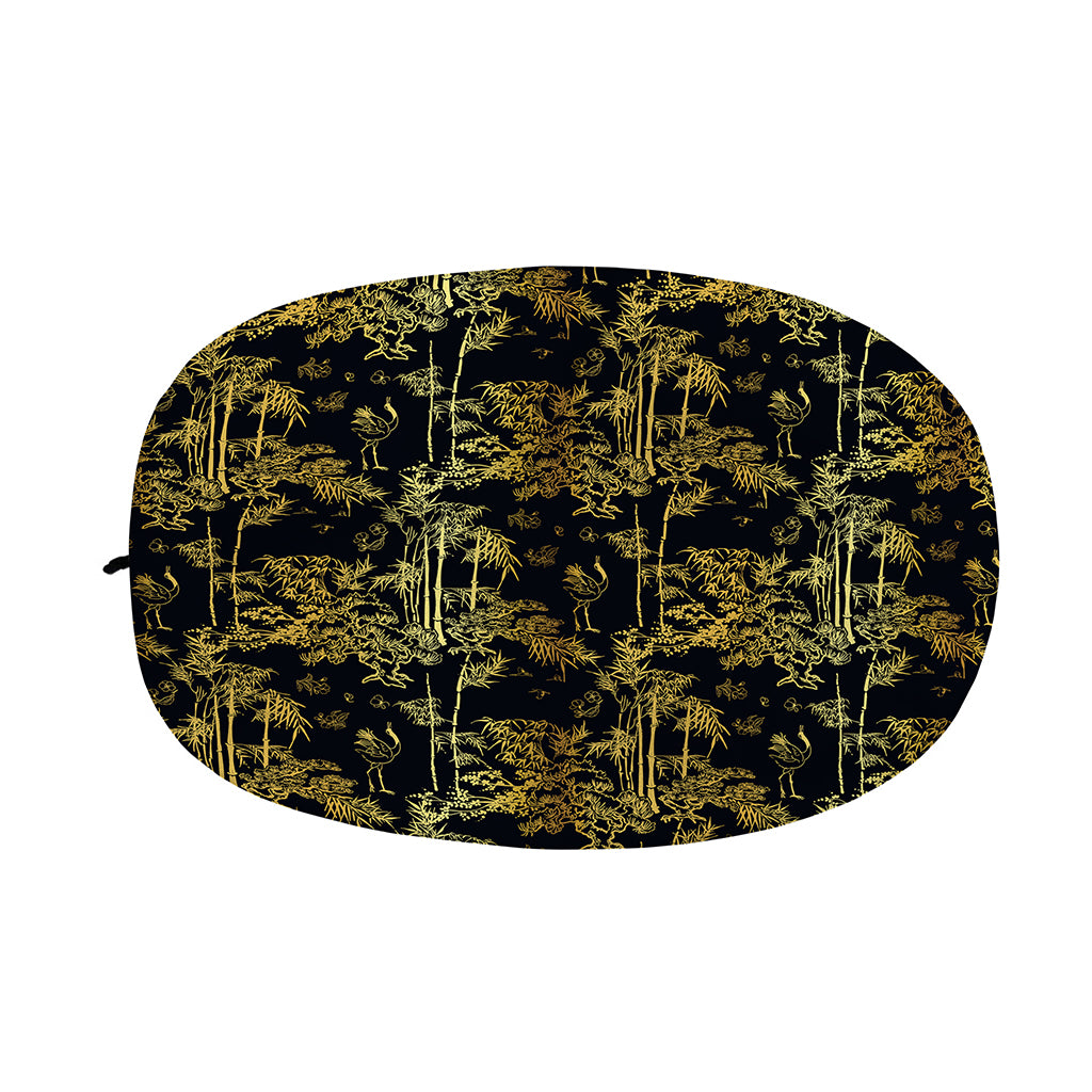 Gold And Black Japanese Bamboo Print Car Side Mirror Covers