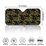 Gold And Black Japanese Bamboo Print Car Windshield Sun Shade