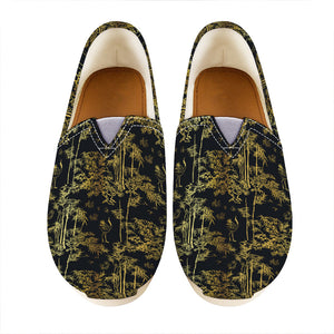 Gold And Black Japanese Bamboo Print Casual Shoes