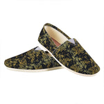 Gold And Black Japanese Bamboo Print Casual Shoes