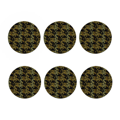 Gold And Black Japanese Bamboo Print Coaster Set