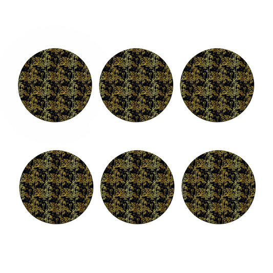 Gold And Black Japanese Bamboo Print Coaster Set