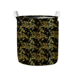 Gold And Black Japanese Bamboo Print Collapsible Laundry Basket